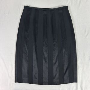 Catherine‎ Malandrino Black Wool Silk Striped Pencil Skirt Lined Side Zip Size 6